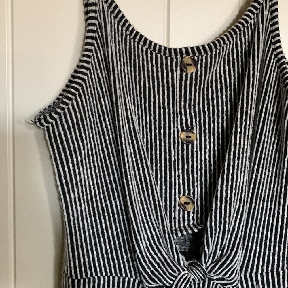 Striped Black and White Keyhole Dress